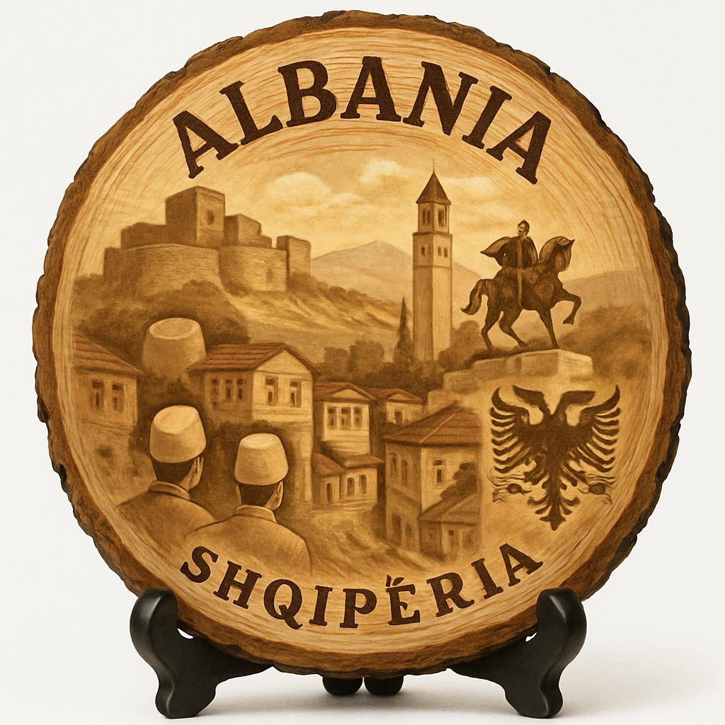 Albania Souvenir Gift – Wood Slice Plaque for Wall or Table, Albania (Shqipëri) Souvenir Gift for Tourists, Plate Collectors & Travel Lovers, Breathtaking Landscape Decorative Gift