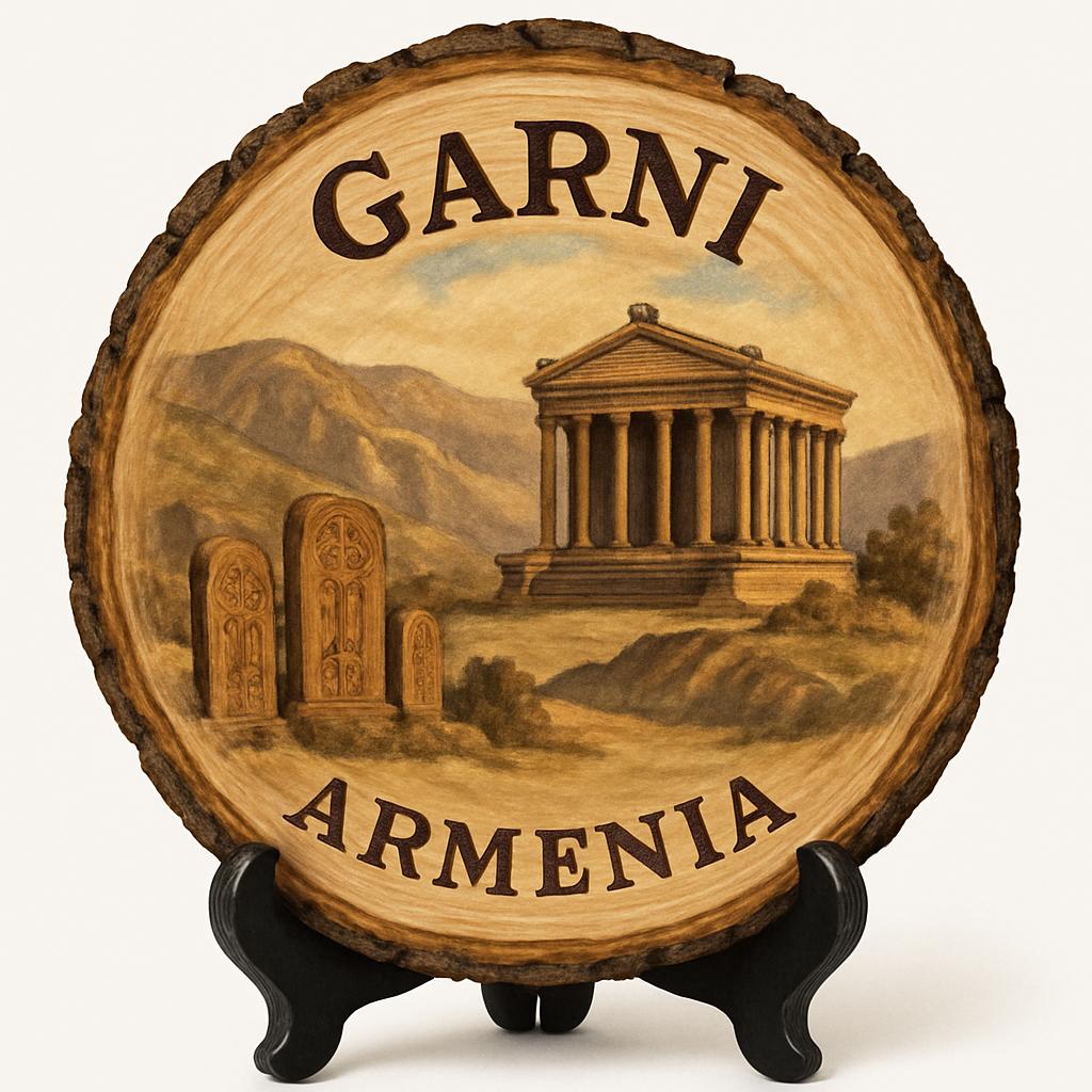 Garni-Armenia Souvenir Gift – Wood Slice Plaque for Wall or Table, Armenia (Հայաստան) Souvenir Gift for Tourists, Ancient History and Culture Decorative Gift