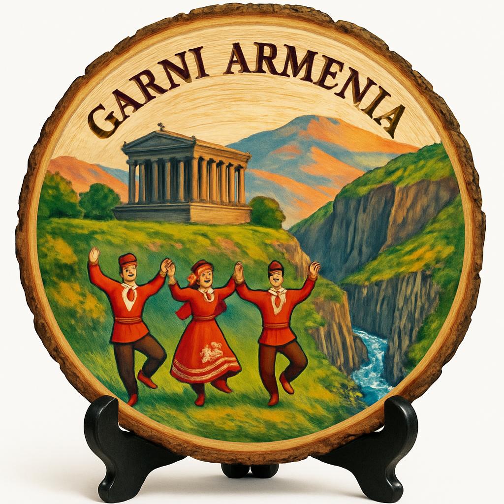 Garni-Armenia Souvenir Gift – Wood Slice Plaque for Wall or Table, Armenia (Հայաստան) Souvenir Gift for Tourists, Historical Monuments Decorative Gift