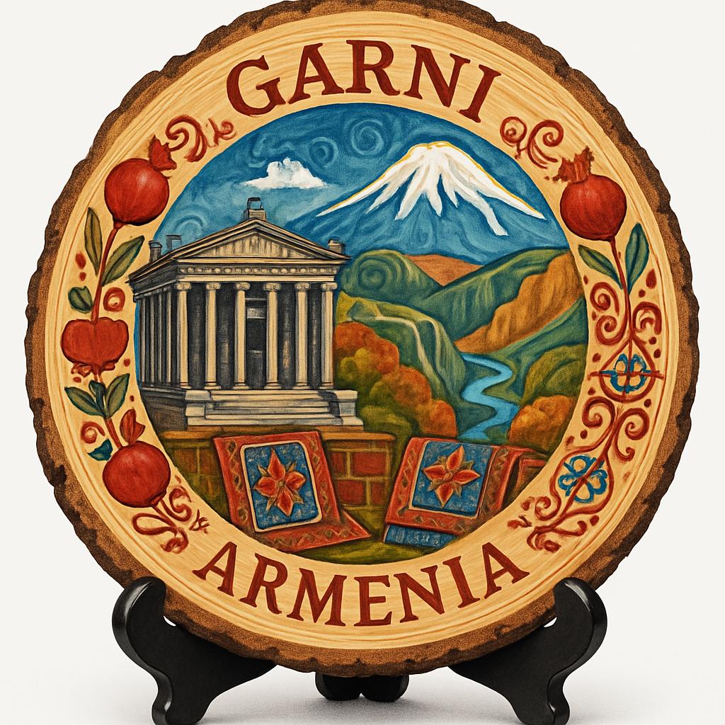 Garni-Armenia Souvenir Gift – Wood Slice Plaque for Wall or Table, Armenia (Հայաստան) Souvenir Gift for Tourists, Ancient Architectural Wonders Decorative Gift