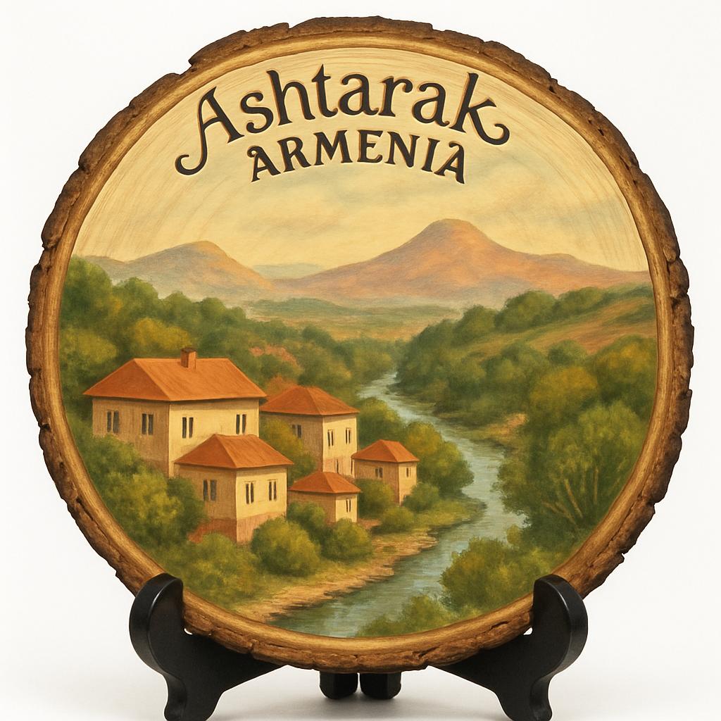 Ashtarak Armenia Souvenir Gift – Wood Slice Plaque for Wall or Table, Armenia (Հայաստան) Souvenir Gift for Tourists, Historical Monuments Decorative Gift
