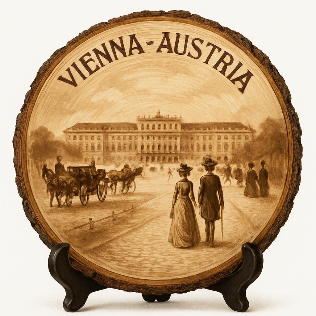 Vienna Austria Keepsake Souvenir – Rustic Wood Slice Plaque, Austria Memorabilia for Tourists, Collectors & Travel Enthusiasts