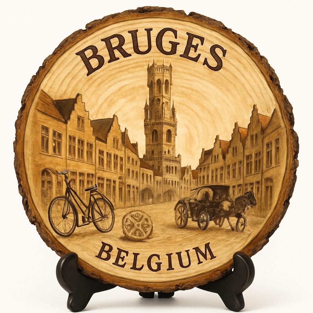 Bruges Souvenir Gift – Wood Slice Plaque for Wall or Table, Belgium (België) Souvenir Gift for Tourists, Plate Collectors & Travel Lovers, Romantic City Decorative Gift Bruges Souvenir Gift – Wood Slice Plaque for Wall or Table, Belgium (België) Souvenir Gift for Tourists, Plate Collectors & Travel Lovers, Romantic City Decorative Gift