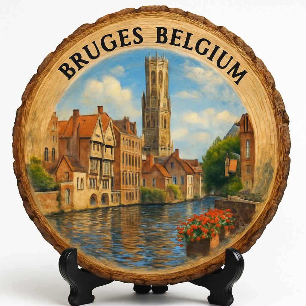 Bruges Souvenir Gift – Wood Slice Plaque for Wall or Table, Belgium (België) Souvenir Gift for Tourists, Plate Collectors & Travel Lovers, Enchanting Canals Decorative Gift Bruges Souvenir Gift – Wood Slice Plaque for Wall or Table, Belgium (België) Souvenir Gift for Tourists, Plate Collectors & Travel Lovers, Enchanting Canals Decorative Gift