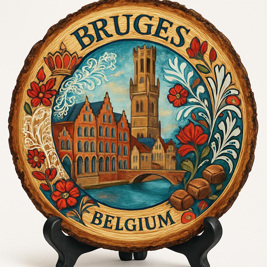 Bruges Souvenir Gift – Wood Slice Plaque for Wall or Table, Belgium (België) Souvenir Gift for Tourists, Plate Collectors & Travel Lovers, Historic Charm Decorative Gift Bruges Souvenir Gift – Wood Slice Plaque for Wall or Table, Belgium (België) Souvenir Gift for Tourists, Plate Collectors & Travel Lovers, Historic Charm Decorative Gift