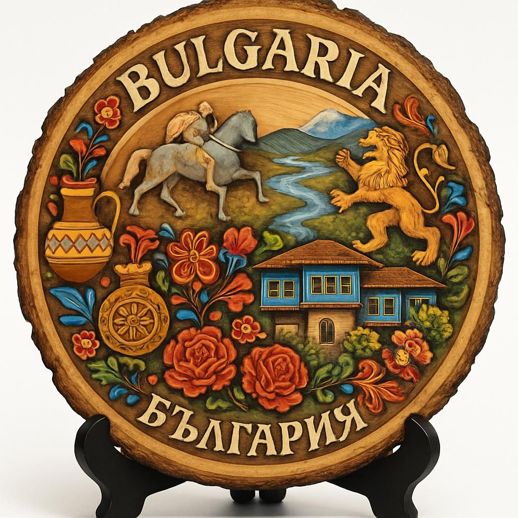Bulgaria Souvenir Gift – Wood Slice Plaque for Wall or Table, Bulgaria (България) Souvenir Gift for Tourists, Plate Collectors & Travel Lovers, Enchanting Nature Decorative Gift