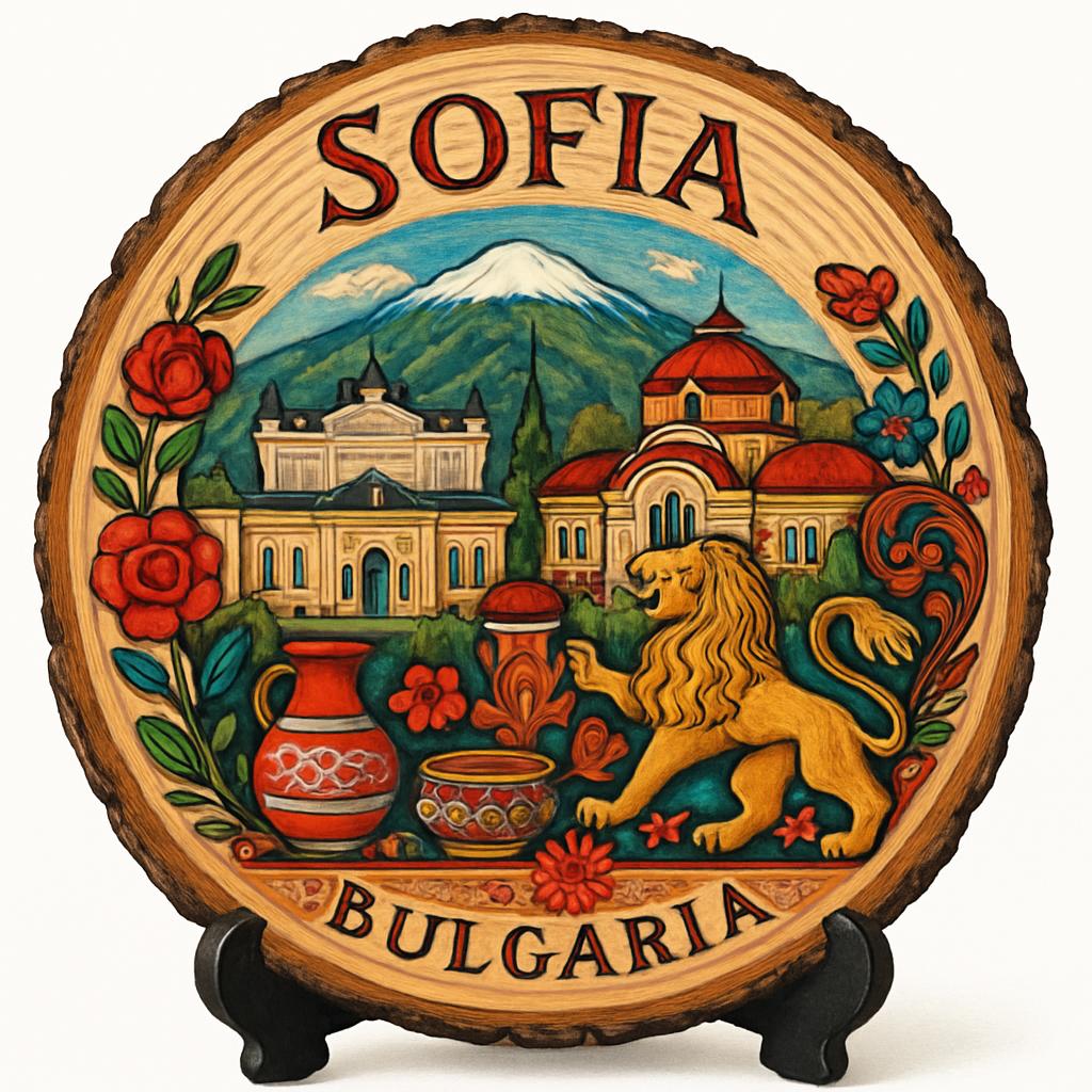 Sofia Souvenir Gift – Wood Slice Plaque for Wall or Table, Bulgaria (България) Souvenir Gift for Tourists, Plate Collectors & Travel Lovers, Enchanting Cityscape Decorative Gift