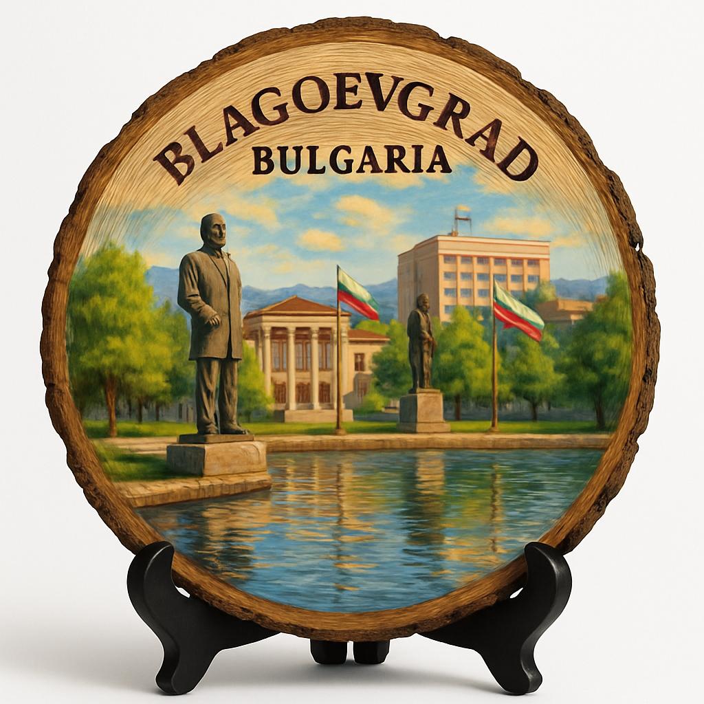 Blagoevgrad Souvenir Gift – Wood Slice Plaque for Wall or Table, Bulgaria (България) Souvenir Gift for Tourists, Plate Collectors & Travel Lovers, Nature Retreat Decorative Gift