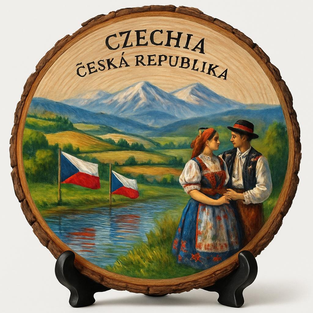 Czechia Souvenir Gift – Wood Slice Plaque for Wall or Table, Czechia Souvenir for Tourists, Plate Collectors & Travel Lovers, Bohemian Paradise Decorative Gift