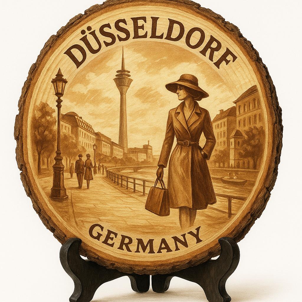 Düsseldorf Germany Souvenir Gift – Wood Slice Plaque for Wall or Table, Germany Souvenir for Tourists, Plate Collectors & Travel Lovers