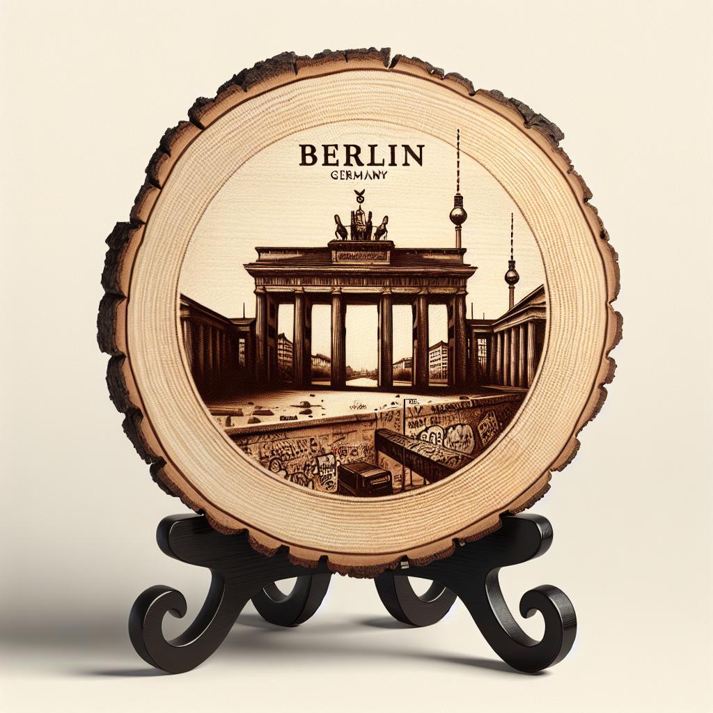 Berlin Germany Decorative Souvenir – Handcrafted Wooden Slice Plaque, Germany Gift for Travelers, Plate Collectors & Cultural Décor Fans