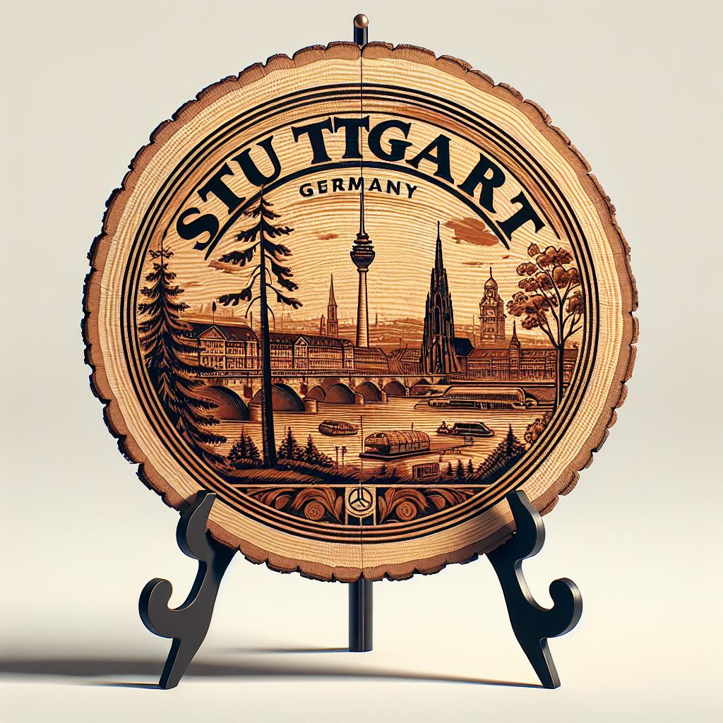 Stuttgart Germany Souvenir Gift – Wood Slice Plaque for Wall or Table, Germany Souvenir for Tourists, Plate Collectors & Travel Lovers