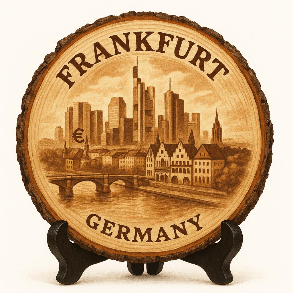 Frankfurt Germany Souvenir Gift – Wood Slice Plaque for Wall or Table, Germany Souvenir for Tourists, Plate Collectors & Travel Lovers