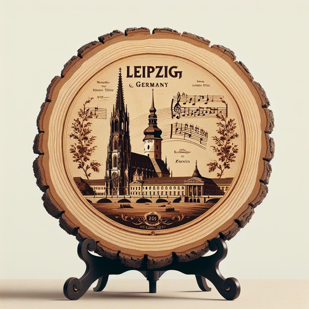 Leipzig Germany Travel Souvenir – Decorative Wooden Slice Plate for Display, Germany Keepsake for Collectors, Tourists & Home Décor Enthusiasts