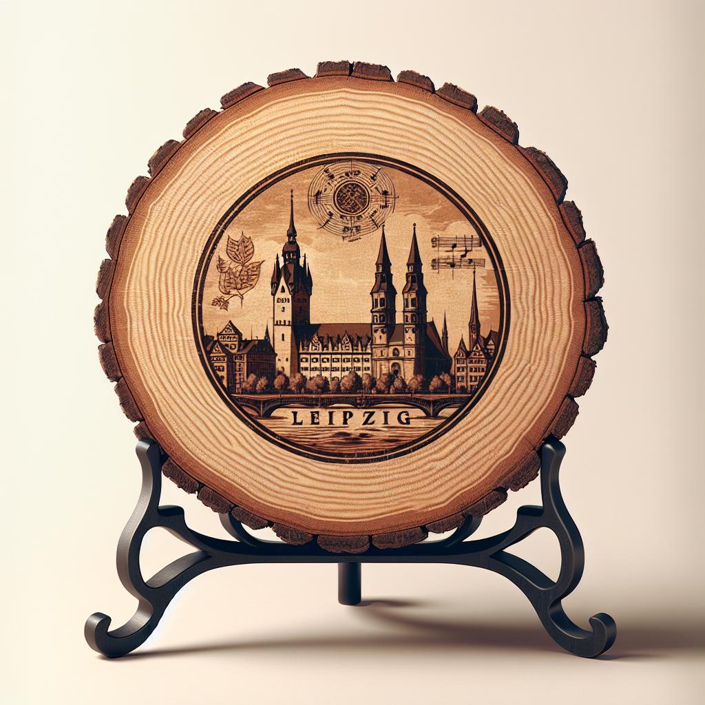 Leipzig Germany Decorative Souvenir – Handcrafted Wooden Slice Plaque, Germany Gift for Travelers, Plate Collectors & Cultural Décor Fans