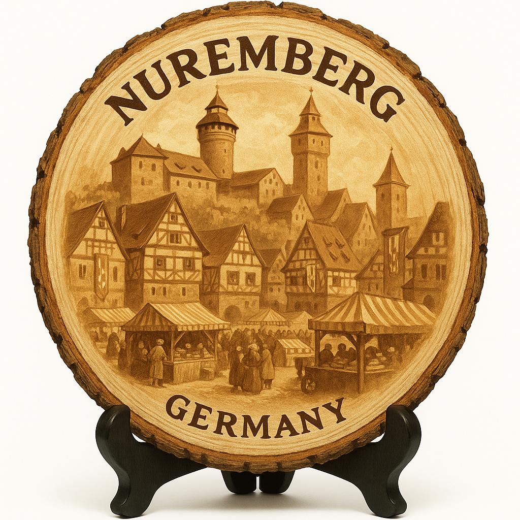Nuremberg Germany Souvenir Gift – Wood Slice Plaque for Wall or Table, Germany Souvenir for Tourists, Plate Collectors & Travel Lovers
