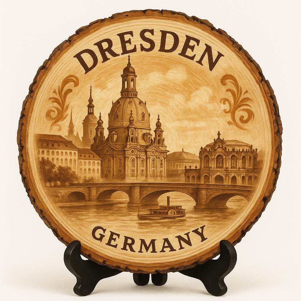 Germany-Dresden Germany Souvenir Gift – Wood Slice Plaque for Wall or Table, Germany Souvenir for Tourists, Plate Collectors & Travel Lovers