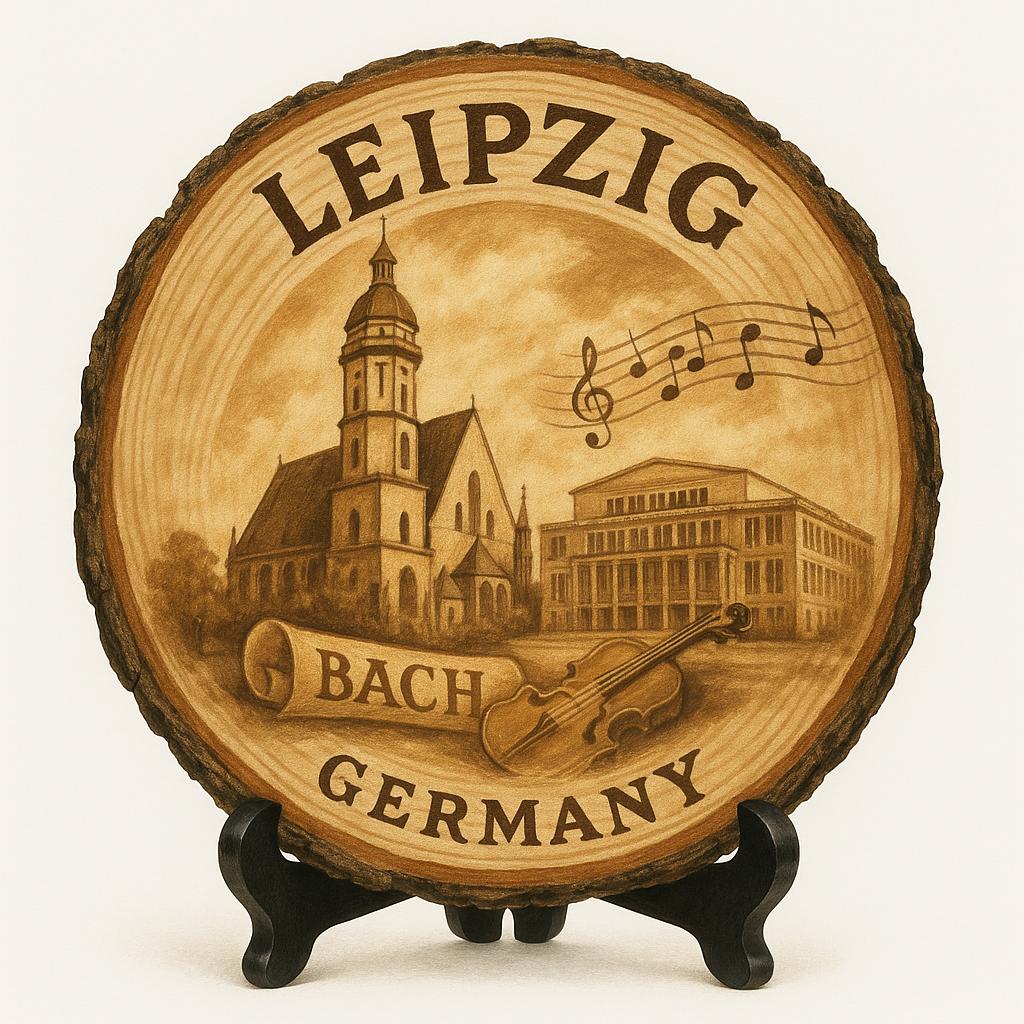 Leipzig Germany Souvenir Gift – Wood Slice Plaque for Wall or Table, Germany Souvenir for Tourists, Plate Collectors & Travel Lovers
