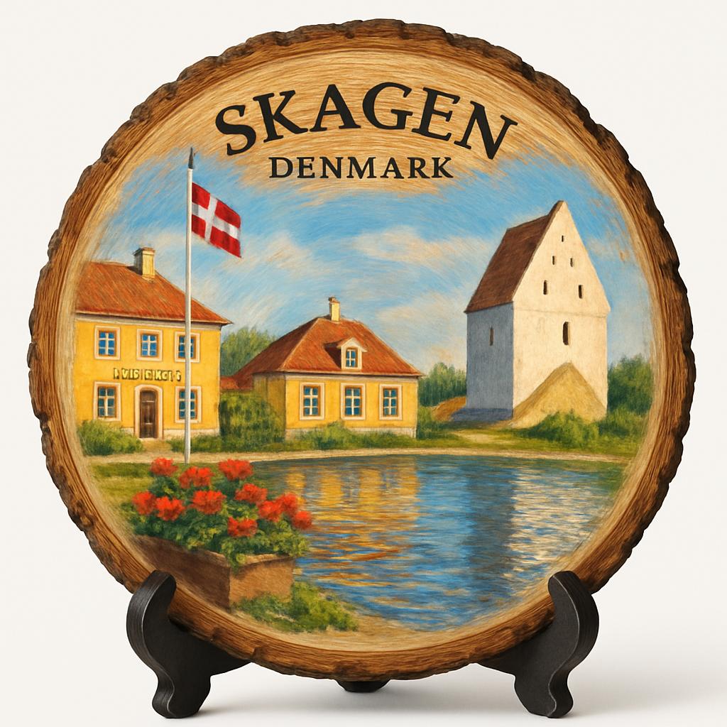 Denmark-Skagen Souvenir Gift – Wood Slice Plaque for Wall or Table, Denmark Souvenir for Tourists, Plate Collectors & Travel Lovers, Decorative Gift