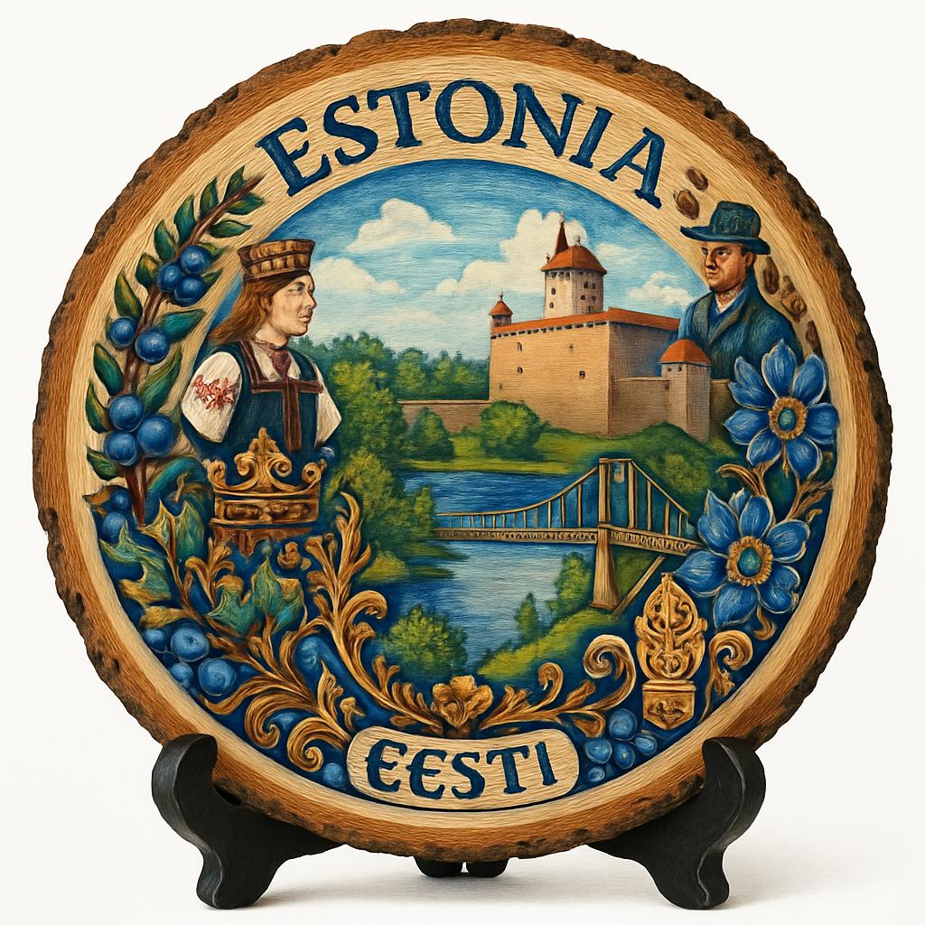 Estonia Souvenir Gift – Wood Slice Plaque for Wall or Table, Estonia Souvenir for Tourists, Plate Collectors & Travel Lovers, Tartu University Decorative Gift Estonia Souvenir Gift – Wood Slice Plaque for Wall or Table, Estonia Souvenir for Tourists, Plate Collectors & Travel Lovers, Tartu University Decorative Gift