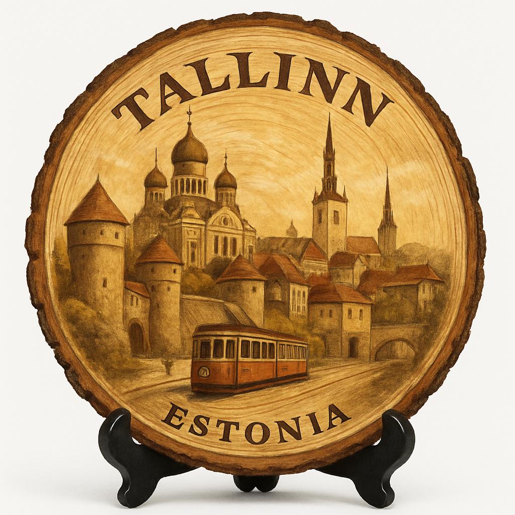Tallinn Souvenir Gift – Wood Slice Plaque for Wall or Table, Estonia Souvenir for Tourists, Plate Collectors & Travel Lovers, Alexander Nevsky Cathedral Decorative Gift