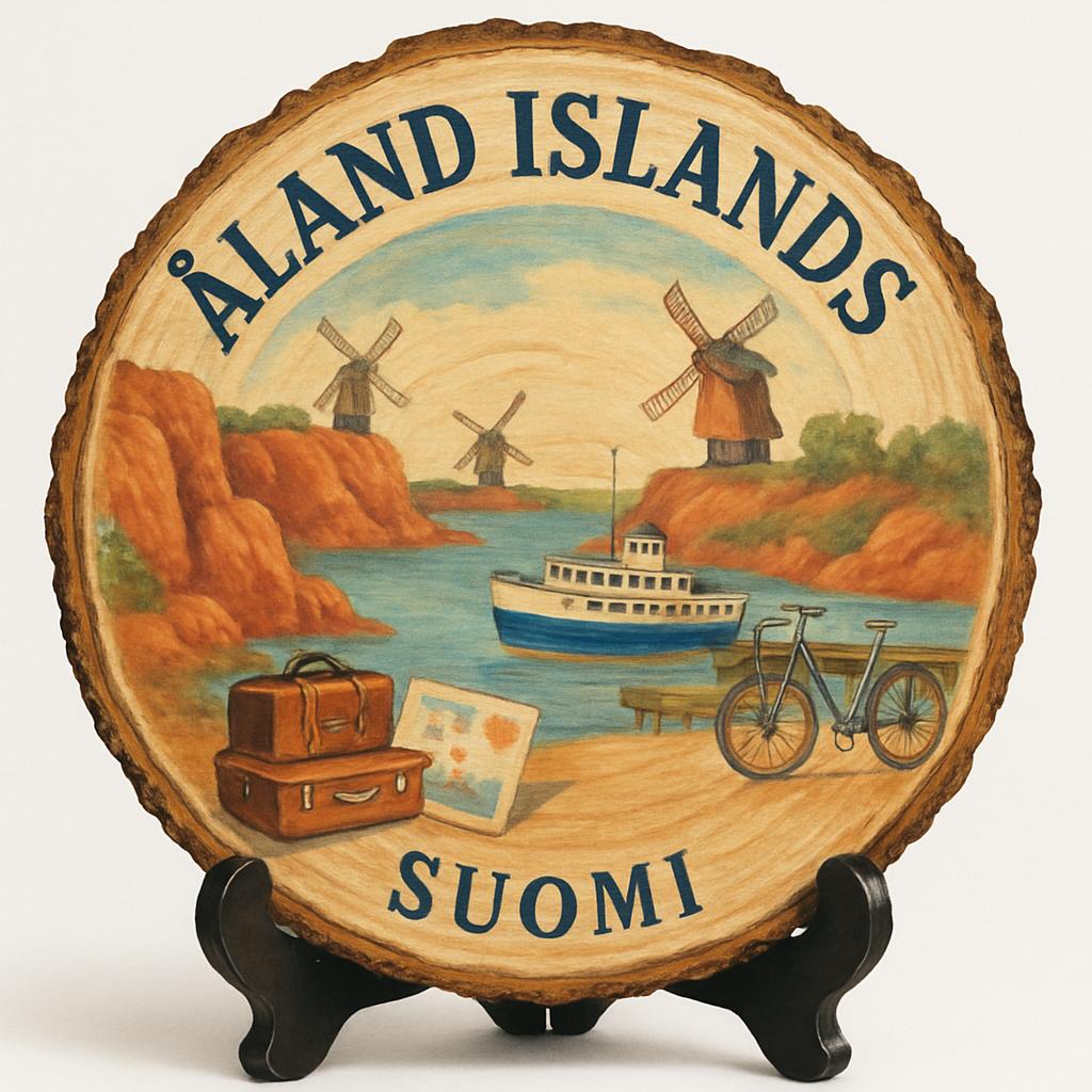 Åland Islands Souvenir Gift – Wood Slice Plaque for Wall or Table, Islands Souvenir for Tourists, Plate Collectors & Travel Lovers