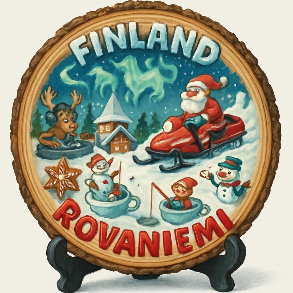 Rovaniemi Finland Decorative Souvenir – Handcrafted Wooden Slice Plaque, Finland Gift for Travelers, Plate Collectors & Cultural Décor Fans Rovaniemi Finland Decorative Souvenir – Handcrafted Wooden Slice Plaque, Finland Gift for Travelers, Plate Collectors & Cultural Décor Fans