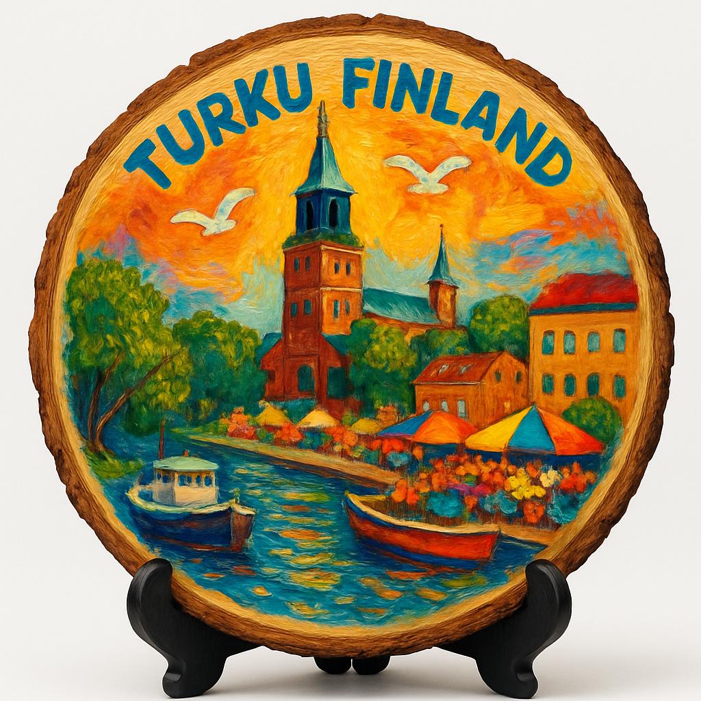 Turku Souvenir – Decorative Wooden Slice Plate for Display, Finland Keepsake for Collectors, Tourists & Home Décor Enthusiasts Turku Souvenir – Decorative Wooden Slice Plate for Display, Finland Keepsake for Collectors, Tourists & Home Décor Enthusiasts