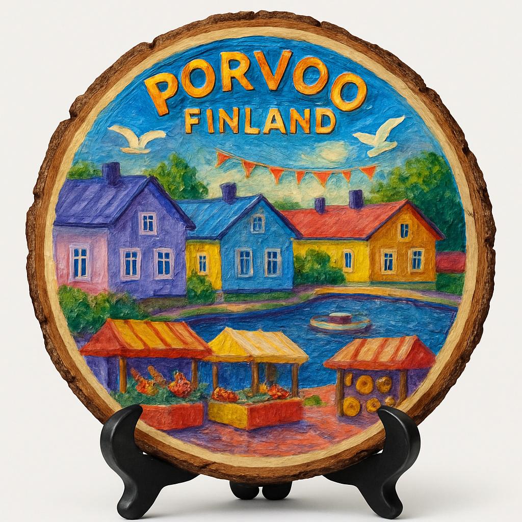 Porvoo Finland Travel Souvenir – Decorative Wooden Slice Plate for Display, Finland Keepsake for Collectors, Tourists & Home Décor Enthusiasts Porvoo Finland Travel Souvenir – Decorative Wooden Slice Plate for Display, Finland Keepsake for Collectors, Tourists & Home Décor Enthusiasts