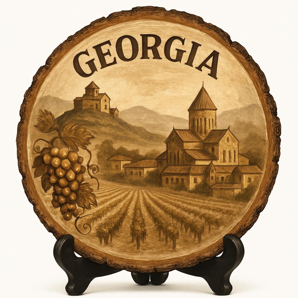 Georgia Souvenir Gift – Wood Slice Plaque for Wall or Table, United States Souvenir Gift for Tourists, Southern Charm Decorative Gift