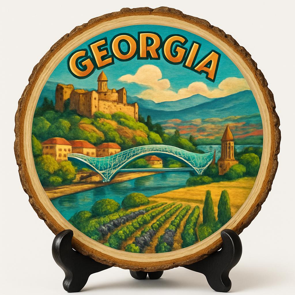 Georgia Souvenir Gift – Wood Slice Plaque for Wall or Table, United States Souvenir Gift for Tourists, Southern Hospitality Decorative Gift