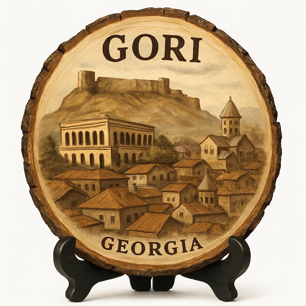 Gori Georgia Souvenir Gift – Wood Slice Plaque for Wall or Table, Georgia (საქართველო) Souvenir Gift for Tourists, Historic Fortress Decorative Gift