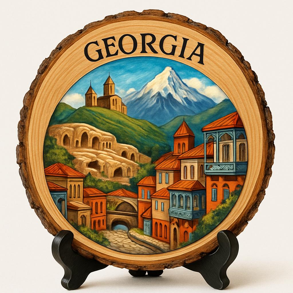 Georgia Souvenir Gift – Wood Slice Plaque for Wall or Table, United States Souvenir Gift for Tourists, Southern Heritage Decorative Gift
