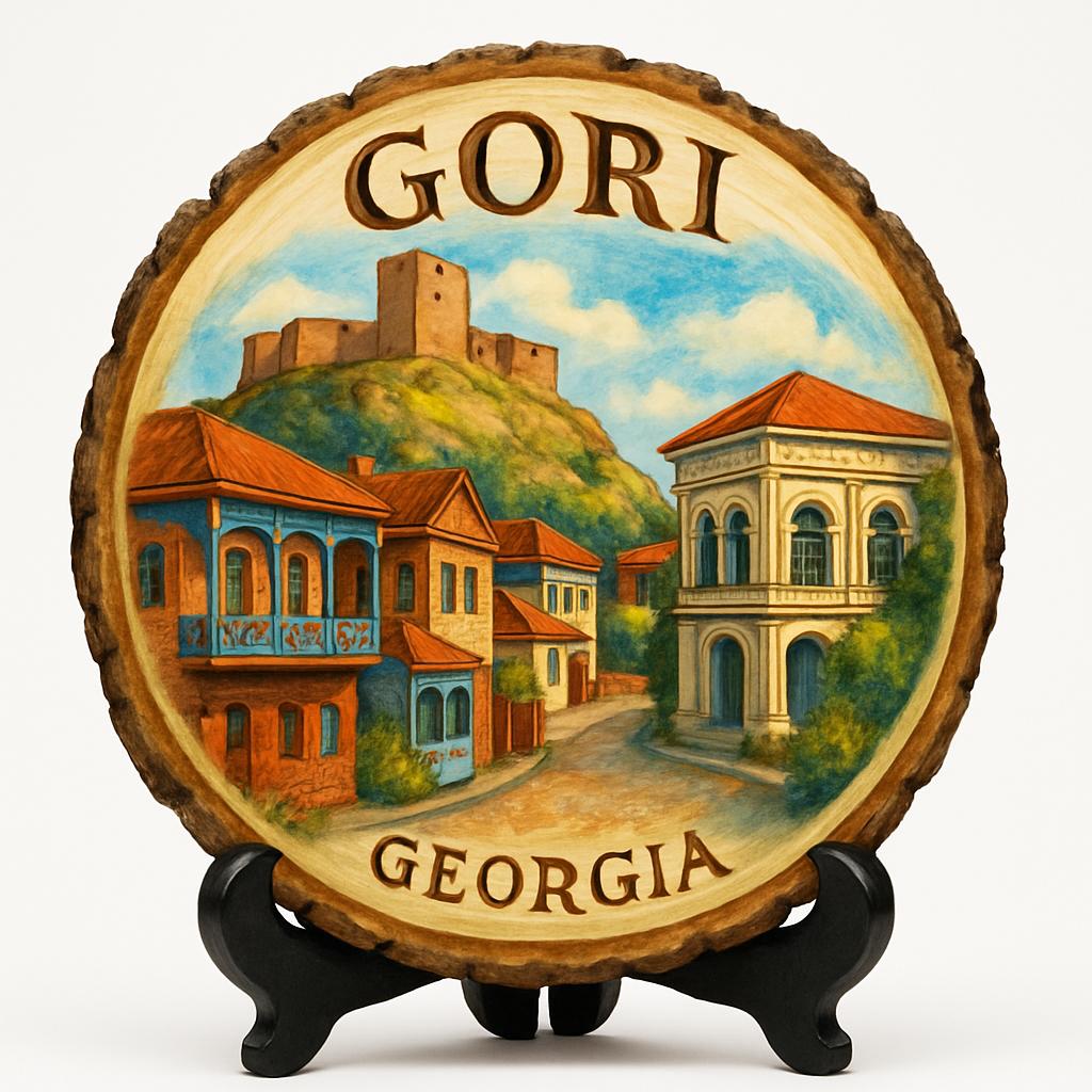 Gori Georgia Souvenir Gift – Wood Slice Plaque for Wall or Table, Georgia (საქართველო) Souvenir Gift for Tourists, Historic Fortress Experience Decorative Gift