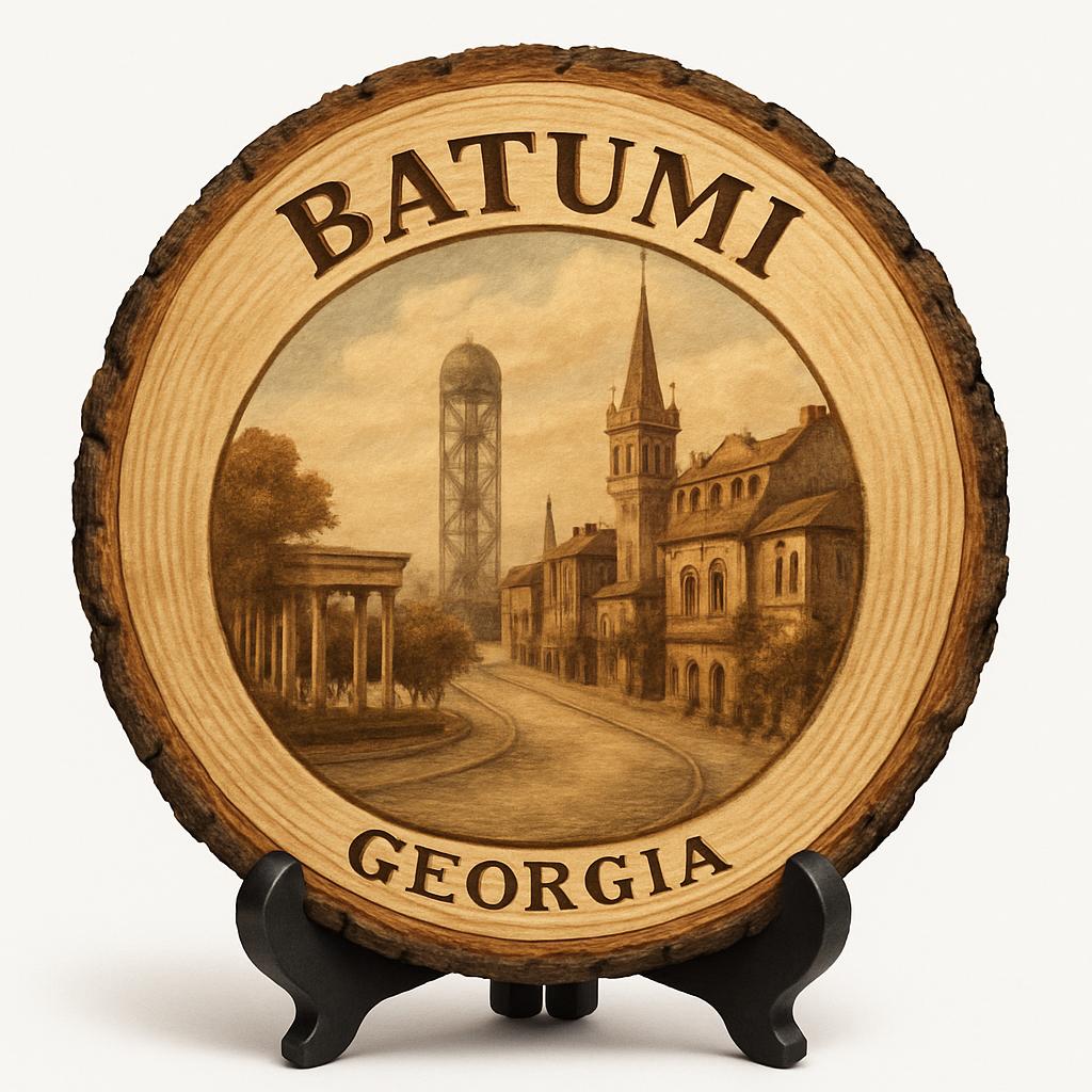Batumi Georgia Souvenir Gift – Wood Slice Plaque for Wall or Table, Georgia (საქართველო) Souvenir Gift for Tourists, Coastal City Charm Decorative Gift