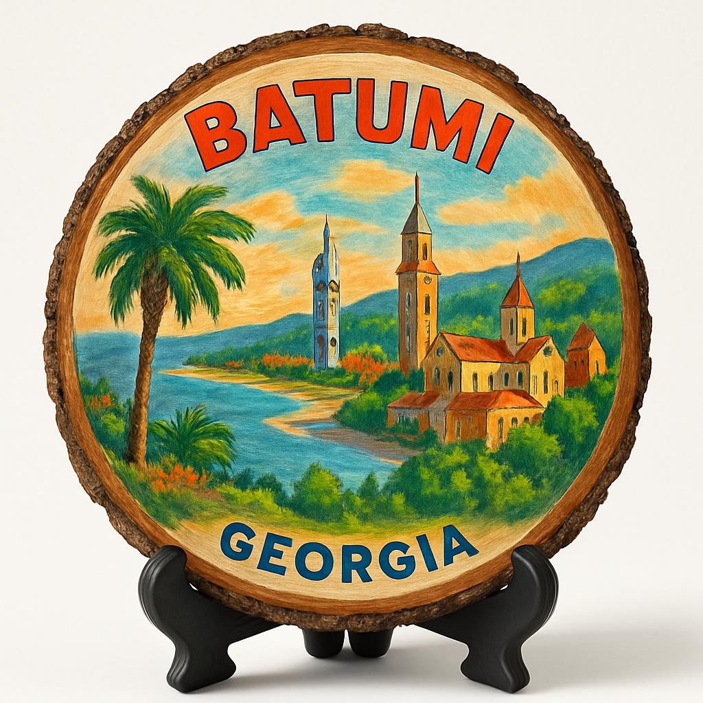 Batumi Georgia Souvenir Gift – Wood Slice Plaque for Wall or Table, Georgia (საქართველო) Souvenir Gift for Tourists, Coastal Paradise Decorative Gift