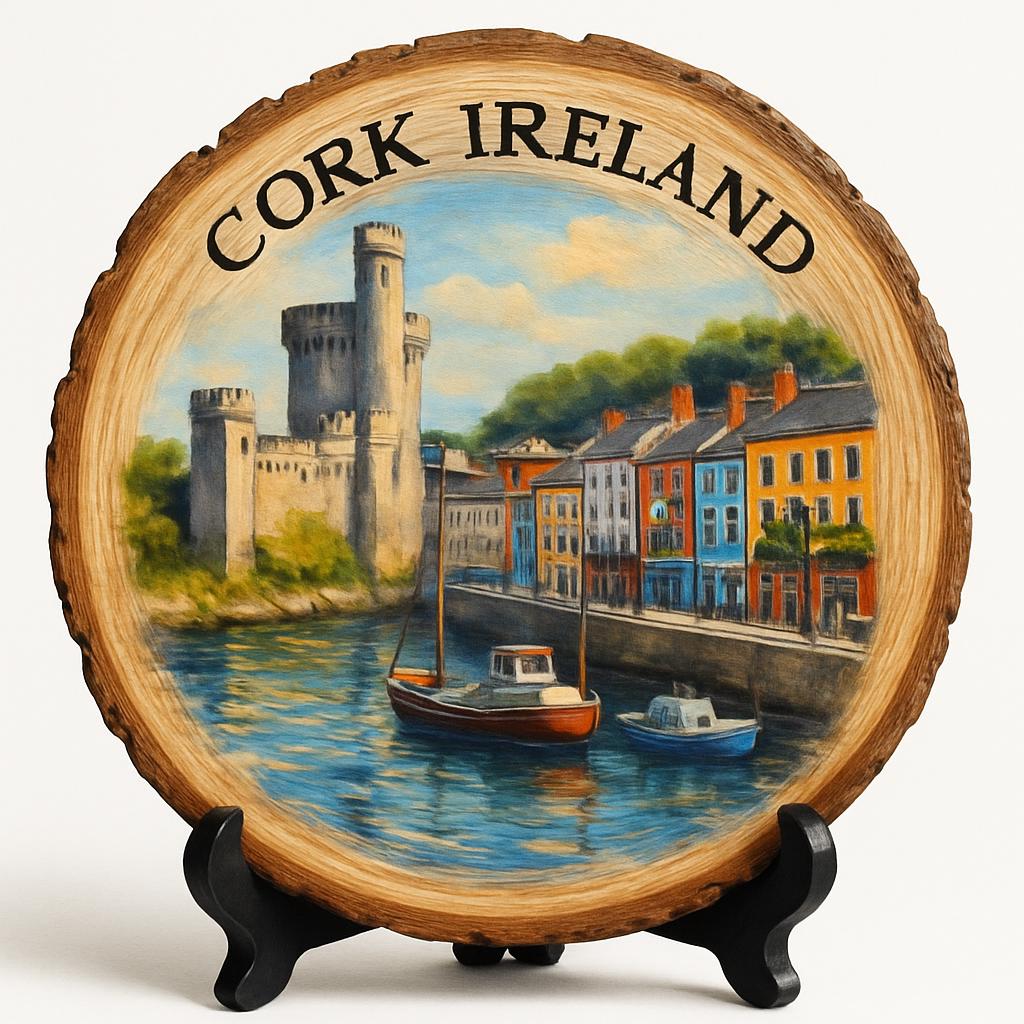 Cork Souvenir Gift – Wood Slice Plaque for Wall or Table, Ireland (Éire) Souvenir Gift for Tourists, Plate Collectors & Travel Lovers, Scenic Waterfront Decorative Gift Cork Souvenir Gift – Wood Slice Plaque for Wall or Table, Ireland (Éire) Souvenir Gift for Tourists, Plate Collectors & Travel Lovers, Scenic Waterfront Decorative Gift