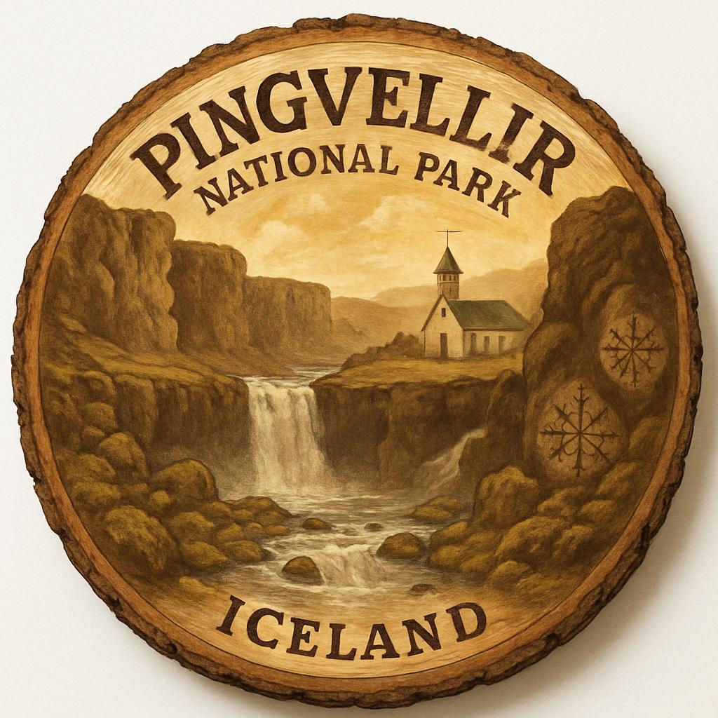 Pingvellir National Park Souvenir Gift – Wood Slice Plaque for Wall or Table, Iceland (Ísland) Souvenir Gift for Tourists, Geological Heritage Decorative Gift Pingvellir National Park Souvenir Gift – Wood Slice Plaque for Wall or Table, Iceland (Ísland) Souvenir Gift for Tourists, Geological Heritage Decorative Gift