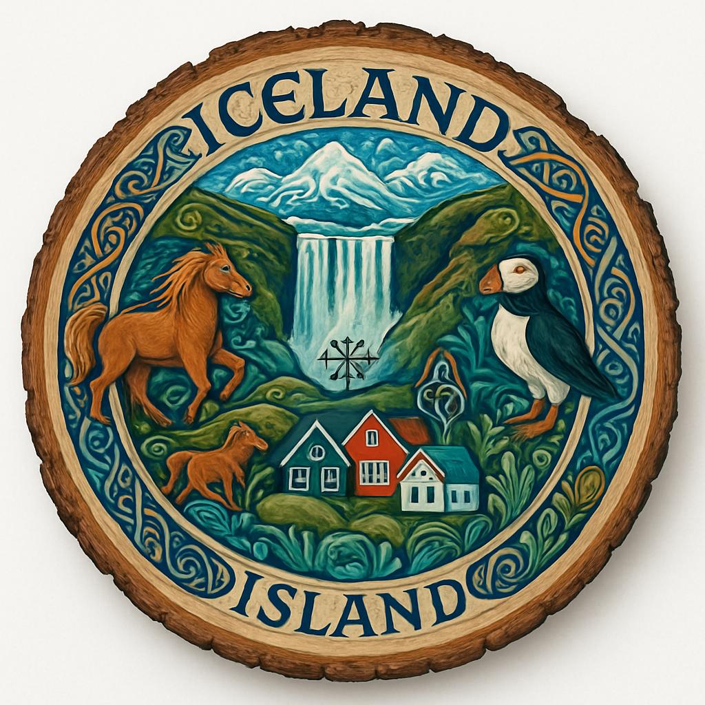 Iceland Souvenir Gift – Wood Slice Plaque for Wall or Table, Iceland (Ísland) Souvenir Gift for Tourists, Enigmatic Glacial Landscapes Decorative Gift Iceland Souvenir Gift – Wood Slice Plaque for Wall or Table, Iceland (Ísland) Souvenir Gift for Tourists, Enigmatic Glacial Landscapes Decorative Gift