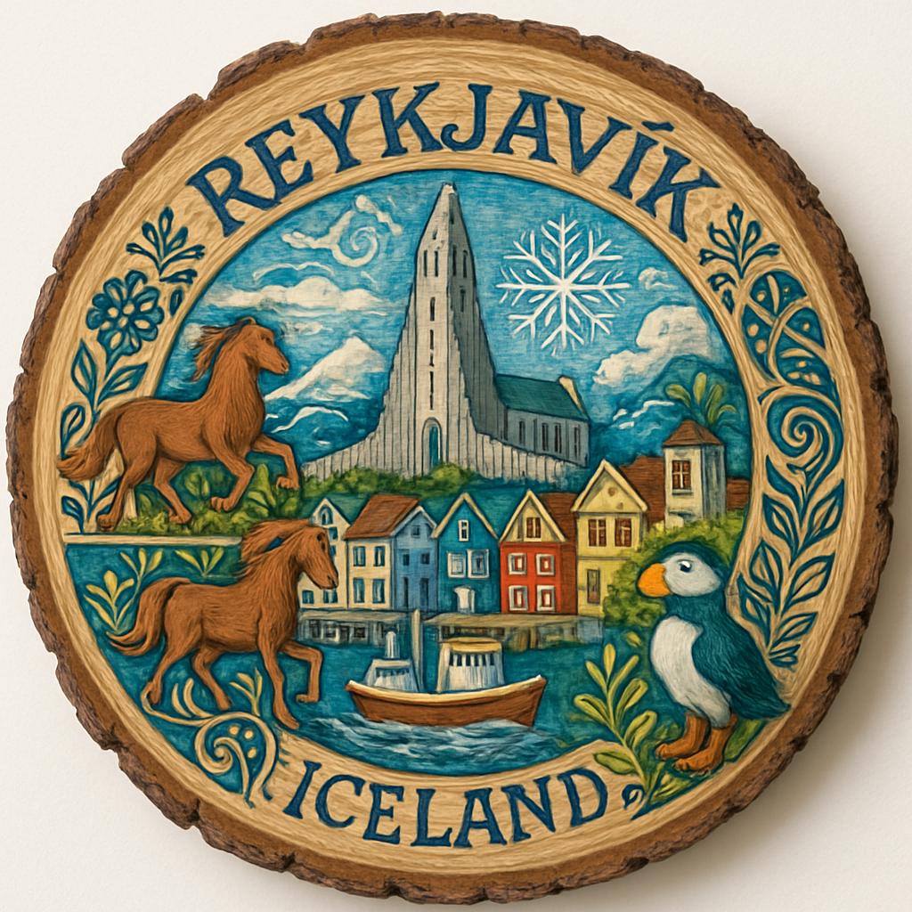 Reykjavík Souvenir Gift – Wood Slice Plaque for Wall or Table, Iceland (Ísland) Souvenir Gift for Tourists, Nordic Adventure Decorative Gift Reykjavík Souvenir Gift – Wood Slice Plaque for Wall or Table, Iceland (Ísland) Souvenir Gift for Tourists, Nordic Adventure Decorative Gift