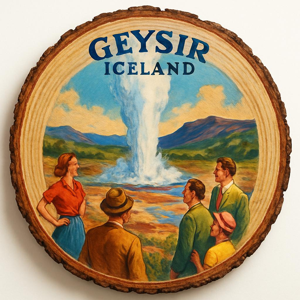 Geysir Iceland Souvenir Gift – Wood Slice Plaque for Wall or Table, Iceland (Ísland) Souvenir Gift for Tourists, Iconic Natural Wonder Decorative Gift Geysir Iceland Souvenir Gift – Wood Slice Plaque for Wall or Table, Iceland (Ísland) Souvenir Gift for Tourists, Iconic Natural Wonder Decorative Gift