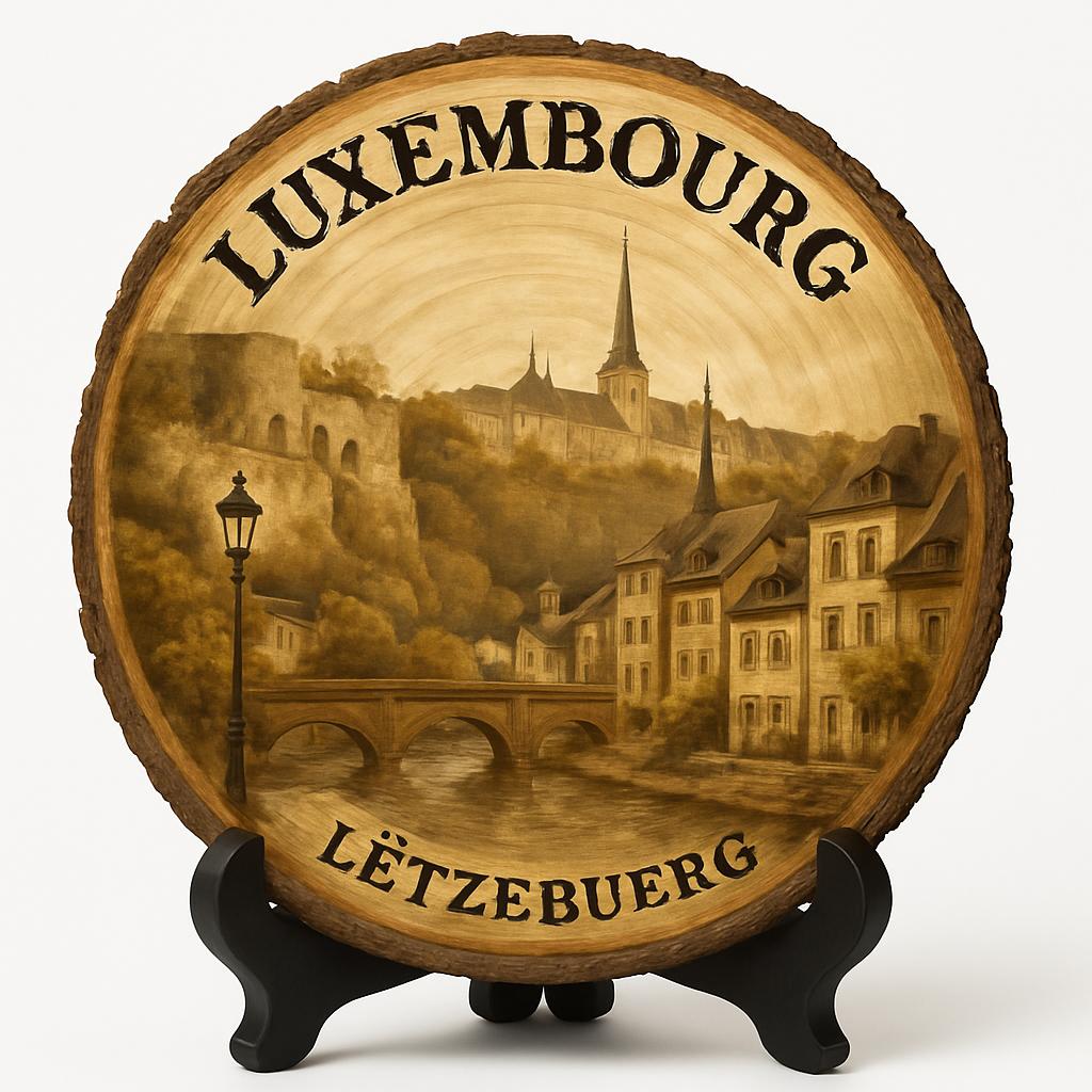 Luxembourg Souvenir Gift – Wood Slice Plaque for Wall or Table, Luxembourg (Luxembourg) Souvenir Gift for Tourists, Plate Collectors & Travel Lovers, European Capital Decorative Gift