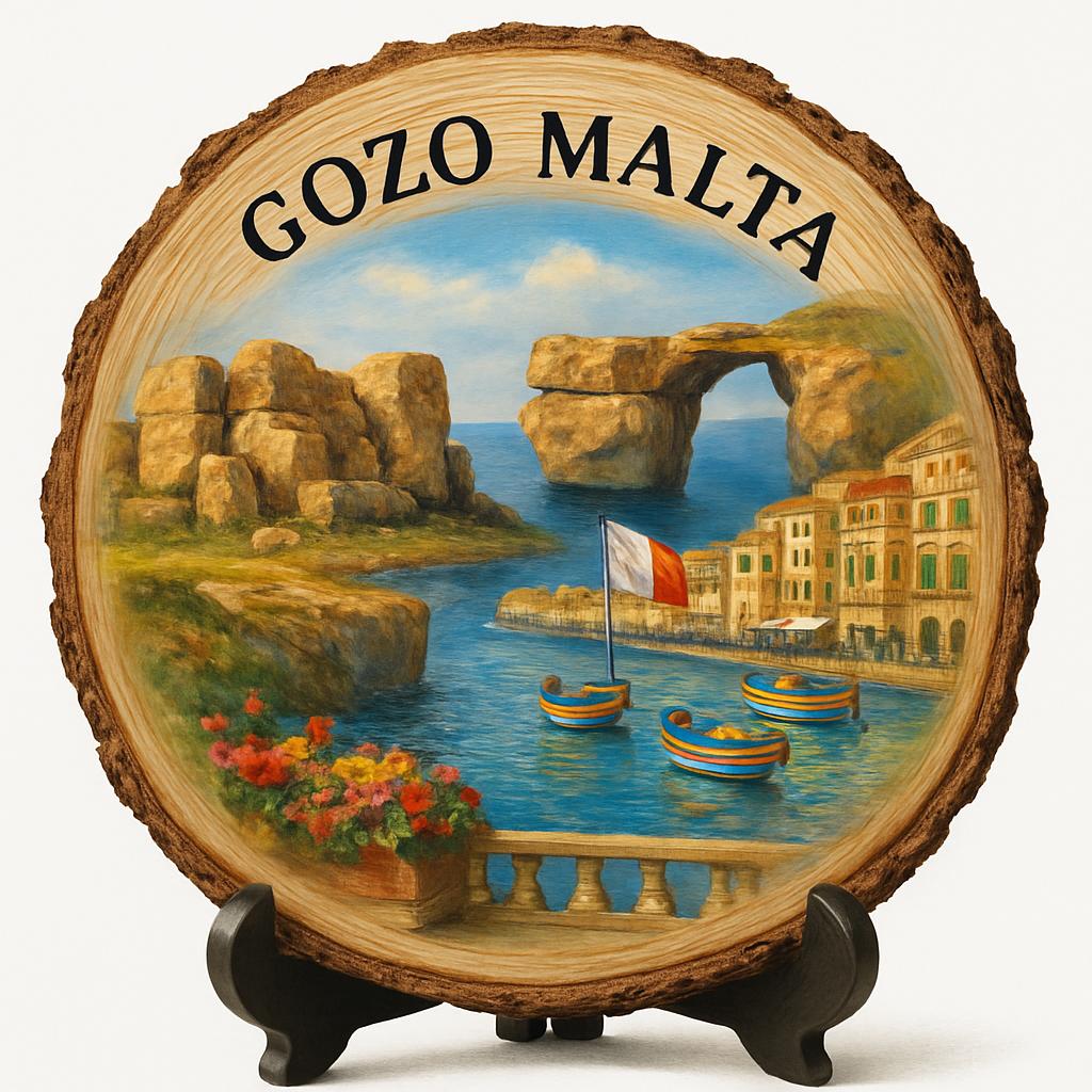Gozo Souvenir Gift – Wood Slice Plaque for Wall or Table, Malta (Malta) Souvenir Gift for Tourists, Plate Collectors & Travel Lovers, Island Adventure Decorative Gift
