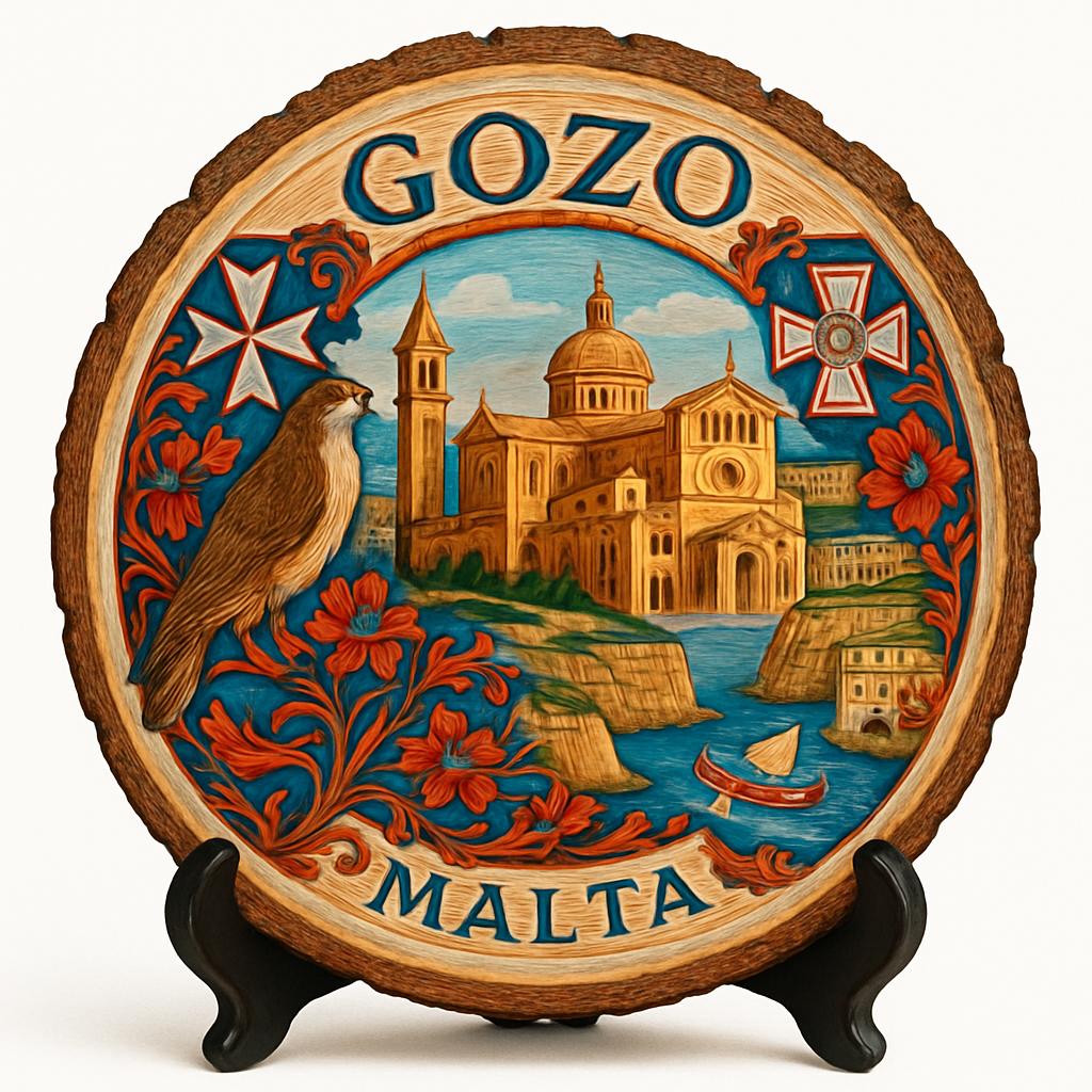 Gozo Souvenir Gift – Wood Slice Plaque for Wall or Table, Malta (Malta) Souvenir Gift for Tourists, Plate Collectors & Travel Lovers, Tranquil Island Getaway Decorative Gift