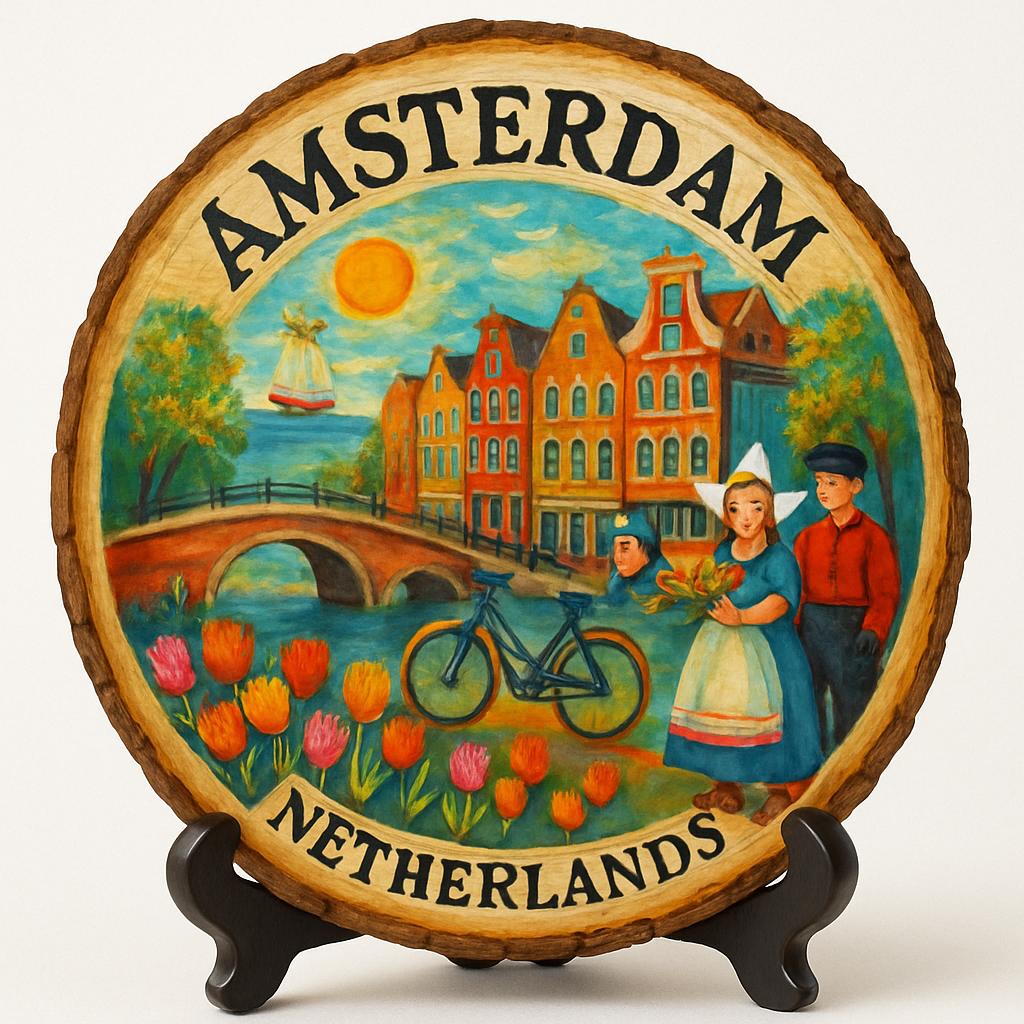 Holland-Amsterdam Netherlands Souvenir Gift – Wood Slice Plaque for Wall or Table, Netherlands Souvenir for Tourists, Plate Collectors & Travel Lovers Holland-Amsterdam Netherlands Souvenir Gift – Wood Slice Plaque for Wall or Table, Netherlands Souvenir for Tourists, Plate Collectors & Travel Lovers