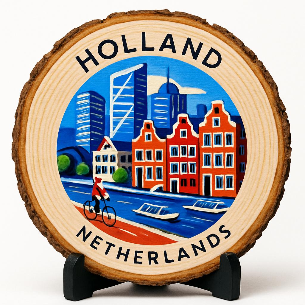 Holland Netherlands Travel Souvenir – Decorative Wooden Slice Plate for Display, Netherlands Keepsake for Collectors, Tourists & Home Décor Enthusiasts Holland Netherlands Travel Souvenir – Decorative Wooden Slice Plate for Display, Netherlands Keepsake for Collectors, Tourists & Home Décor Enthusiasts