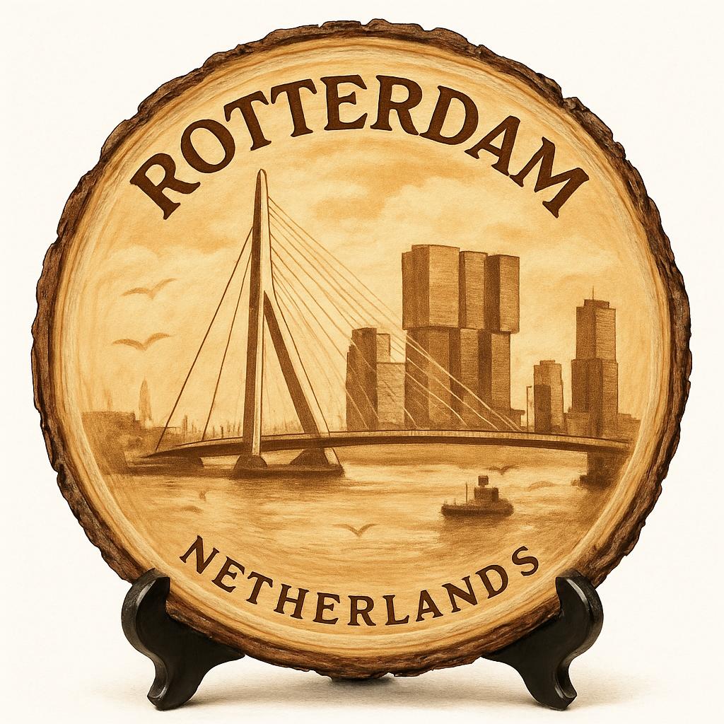 Rotterdam Netherlands Decorative Souvenir – Handcrafted Wooden Slice Plaque, Netherlands Gift for Travelers, Plate Collectors & Cultural Décor Fans Rotterdam Netherlands Decorative Souvenir – Handcrafted Wooden Slice Plaque, Netherlands Gift for Travelers, Plate Collectors & Cultural Décor Fans