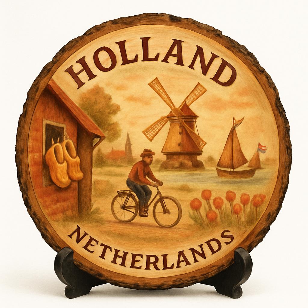 Holland Netherlands Wooden Plaque Souvenir – Artistic Wood Slice Keepsake, Netherlands Decorative Gift for Collectors, Tourists & World Travelers Holland Netherlands Wooden Plaque Souvenir – Artistic Wood Slice Keepsake, Netherlands Decorative Gift for Collectors, Tourists & World Travelers