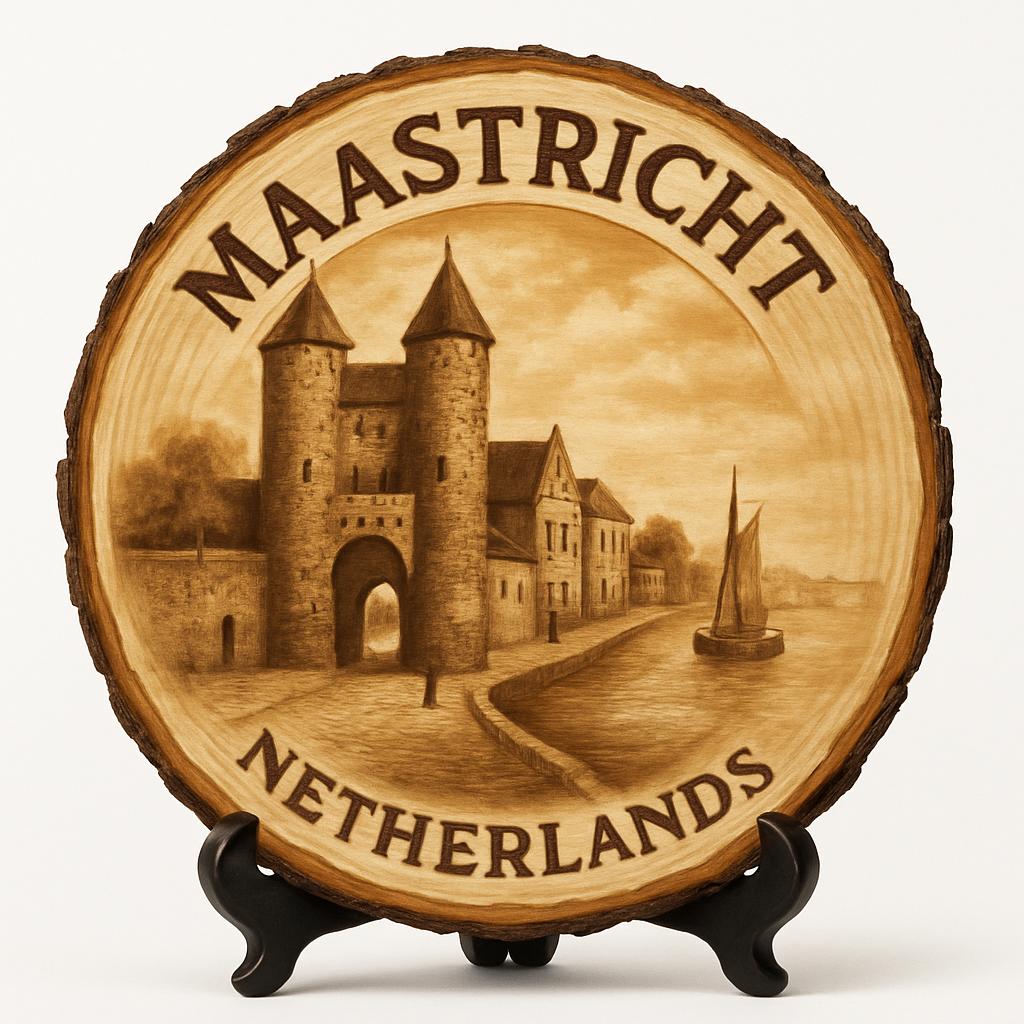 Maastricht Netherlands Travel Souvenir – Decorative Wooden Slice Plate for Display, Netherlands Keepsake for Collectors, Tourists & Home Décor Enthusiasts Maastricht Netherlands Travel Souvenir – Decorative Wooden Slice Plate for Display, Netherlands Keepsake for Collectors, Tourists & Home Décor Enthusiasts