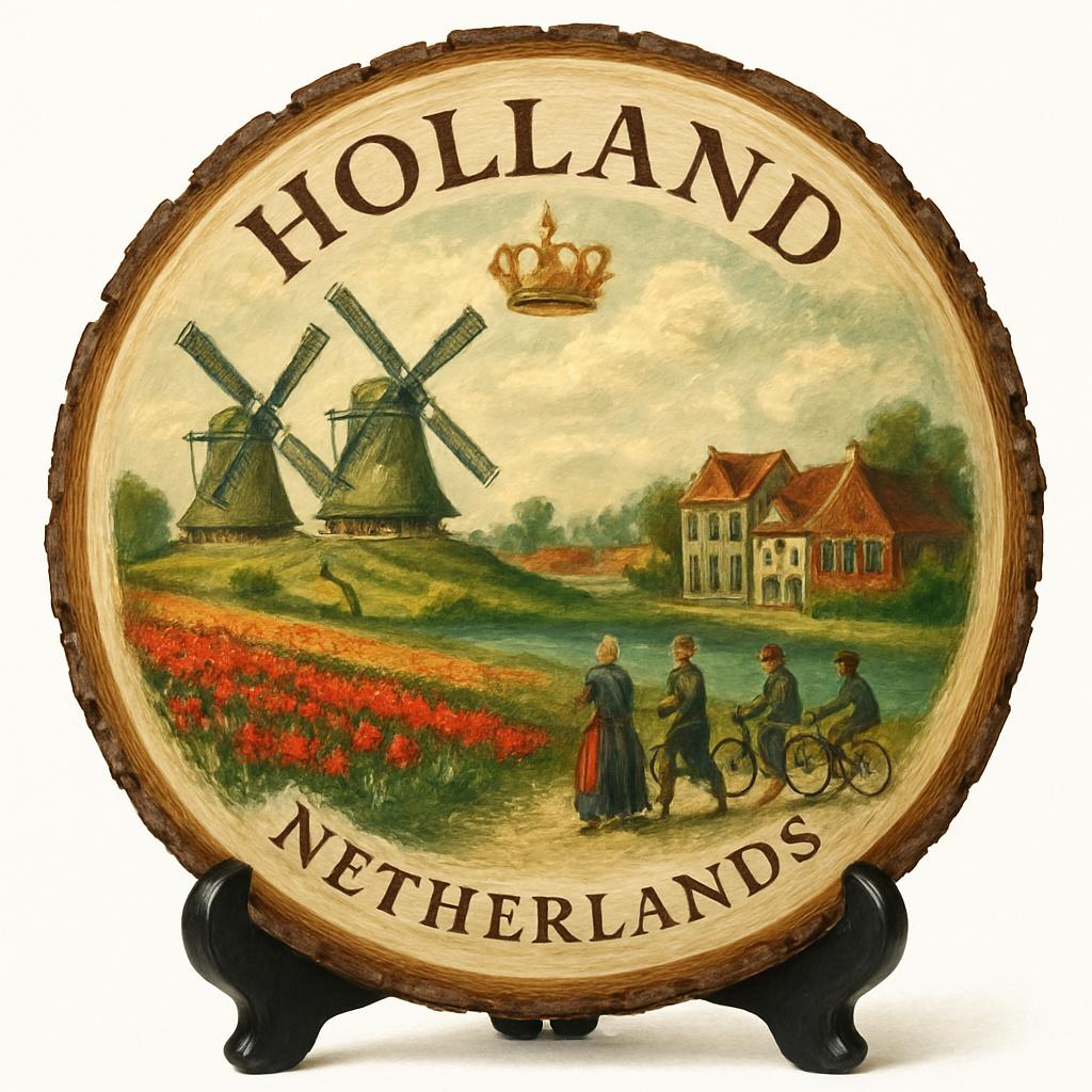 Holland Netherlands Collectible Travel Souvenir – Vintage Style Wooden Slice Plaque, Netherlands Keepsake for Vacationers, Souvenir Hunters & Home Display Holland Netherlands Collectible Travel Souvenir – Vintage Style Wooden Slice Plaque, Netherlands Keepsake for Vacationers, Souvenir Hunters & Home Display